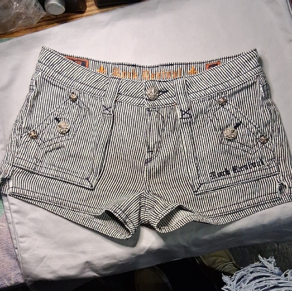 Rock Revival Pants - Rock Revival Black and White Striped Jean Shorts